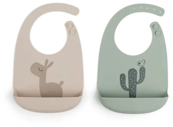 Silikone hagesmæk 2 stk. - lalee sand/grøn